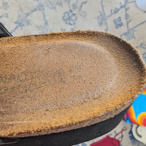 Naot Wedge Slide Sandals Silver Metallic Black Rhinestone Cork Footbed 39 8 - Picture 2 of 7